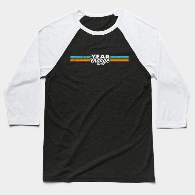 2020 Year of Change - Retro Stripes Rainbow Baseball T-Shirt by Jitterfly